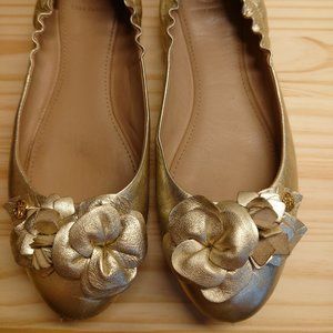 Gold Blossom Ballet Flats